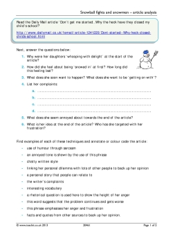 Snowball fights and snowmen – article analysis Snowball fights and snowmen – article analysis