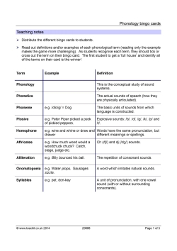 Phonology bingo!