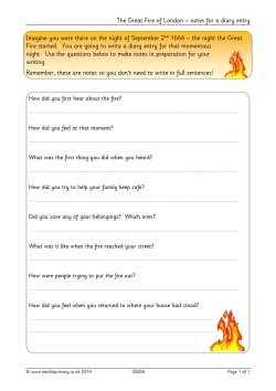 The Great Fire of London – notes for a diary entry