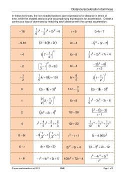 Distance/acceleration dominoes