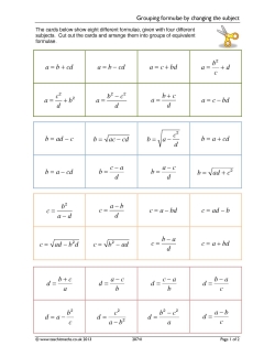 Grouping formulae by changing the subject Grouping formulae by changing the subject