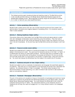 Online Social Networking workpack: The Mail Online article Online Social Networking workpack: The Mail Online article