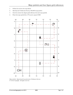 Map symbols and four figure grid references