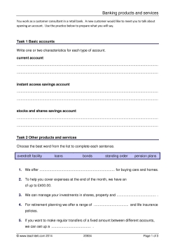 Banking products and services