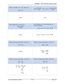 Number – Pick and mix revision cards