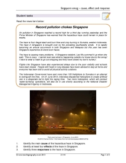 Singapore smog – cause, effect and response
