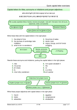 Quick capital letter exercises Quick capital letter exercises