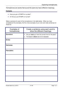 Exploring homophones Exploring homophones