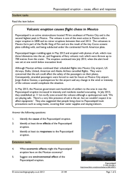 Popocatépetl eruption – cause, effect and response