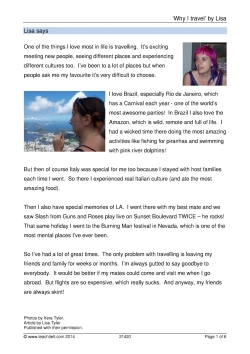'Why I travel' by Lisa