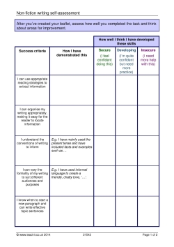 Non-fiction writing self assessment Non-fiction writing self assessment