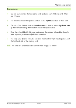 Algebra loop game