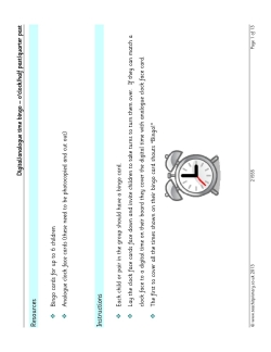 Digital / analogue time bingo – o’clock / half past / quarter past Digital / analogue time bingo – o’clock / half past / quarter past