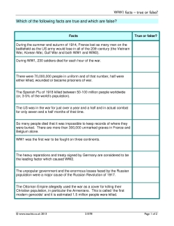 WW1 facts - true or false?