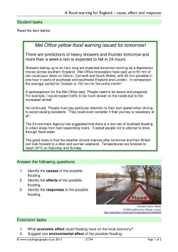A flood warning for England – cause, effect and response