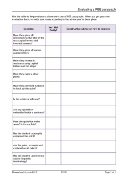 Evaluating a PEE paragraph
