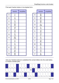 Simplifying fractions worksheet