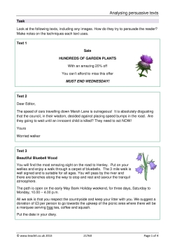 Analysing persuasive texts