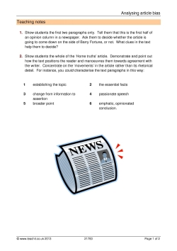 Analysing article bias Analysing article bias