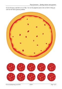 Pizza fractions – finding halves and quarters
