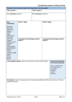 Comparing poems writing frame