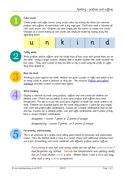 Spelling – prefixes and suffixes
