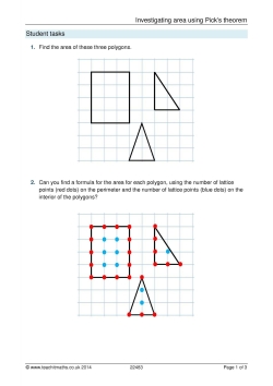 Investigating area using Pick's theorem Investigating area using Pick's theorem