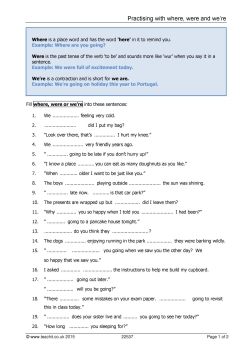 Practising with where, were and we're