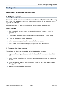 Views and opinions planners