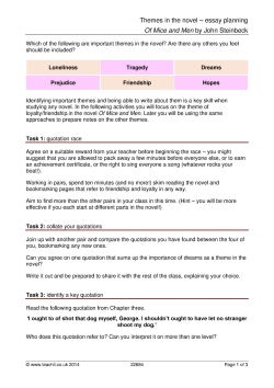 Themes in the novel – essay planning