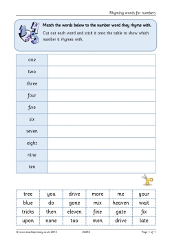 Rhyming words for numbers
