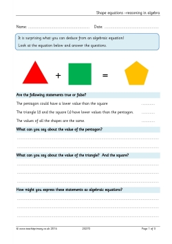 Shape equations – reasoning in algebra