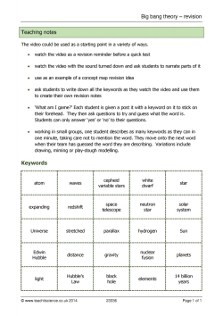 Big bang theory revision Big bang theory revision