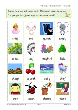 Matching words and pictures – ee sounds