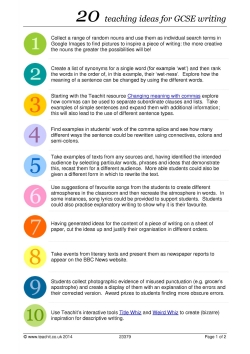 20 teaching ideas for GCSE writing 20 teaching ideas for GCSE writing
