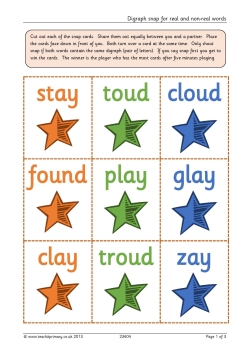 Digraph snap for real and non-real words
