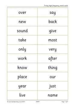 Tricky high frequency word cards