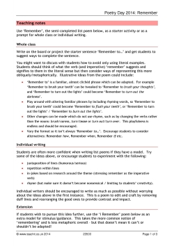 Writing poems on the theme of 'remember'