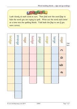 Word building blocks – dge and ge