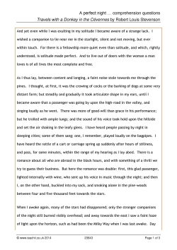 A perfect night... comprehension questions