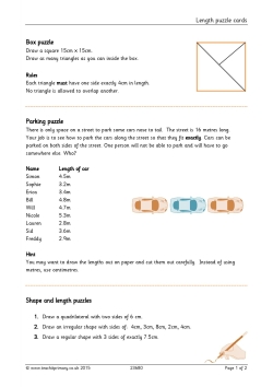 Length puzzle cards