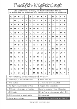 Using the clues, find the characters in the wordsearch