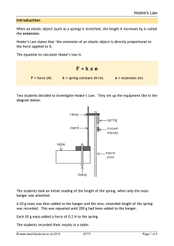 Hooke's Law KS3 worksheet