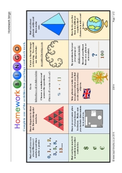 Homework bingo