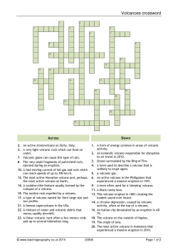 Volcanoes crossword Volcanoes crossword