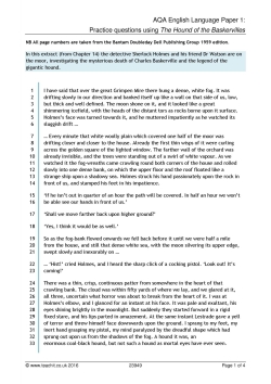 AQA English Language Paper 1: Practice exam questions using 'The Hound of the Baskervilles'