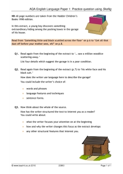 AQA English Language Paper 1: Practice exam question using 'Skellig'