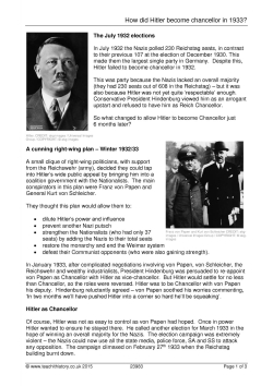 How did Hitler become chancellor in 1933?