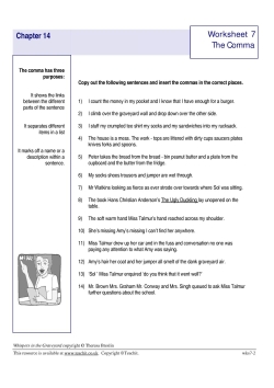 Worksheet 7 - the comma