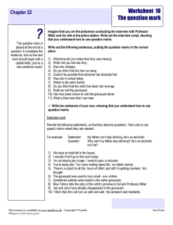 Worksheet 10 - the question mark